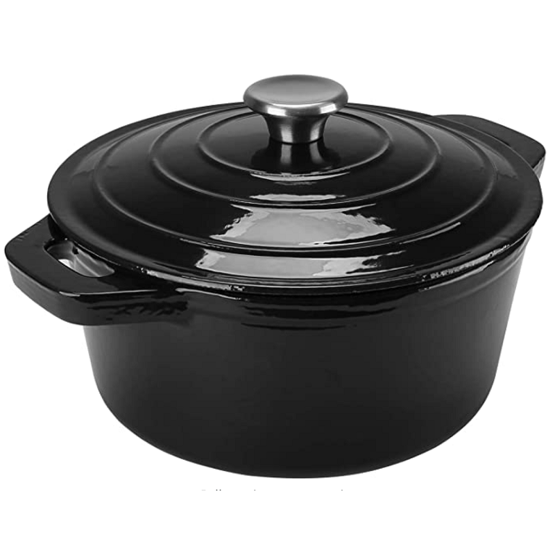 5.5 Quart Enameled Cast Iron Dutch Oven, Round Enamel Dutch Ovens Pot -Black