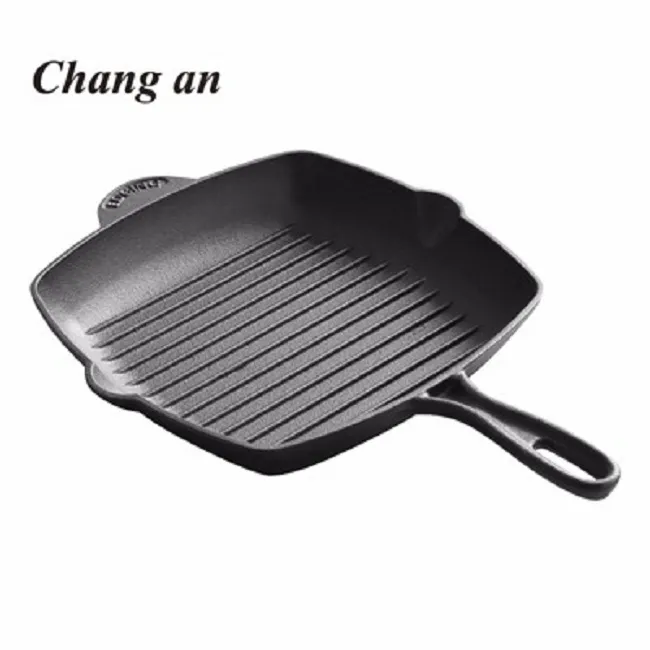 cast iron grill pan with press