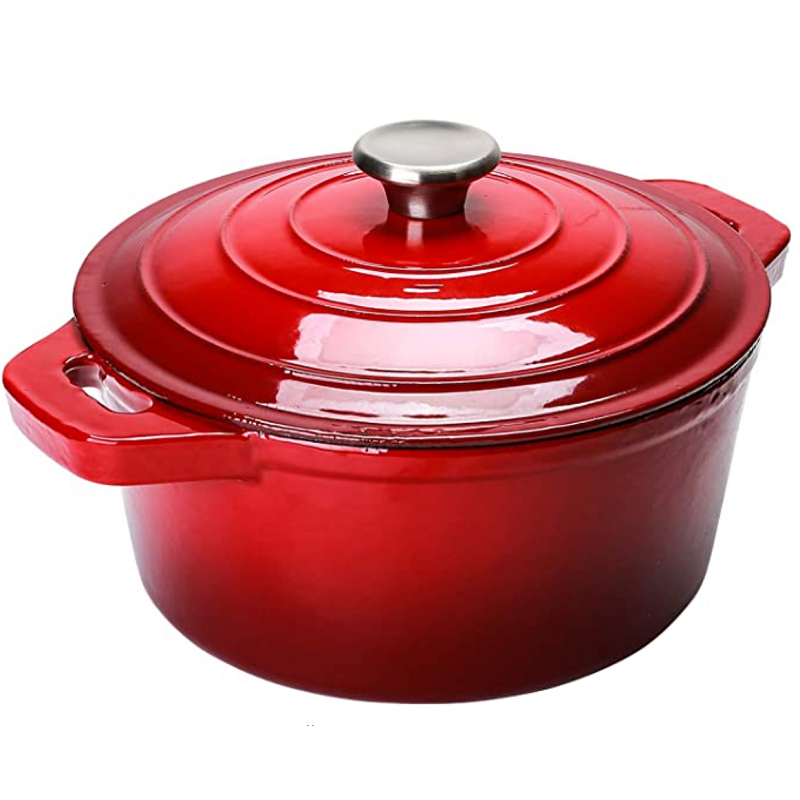 5.5 Quart Enameled Cast Iron Dutch Oven, Round Enamel Dutch Ovens Pot -Gules